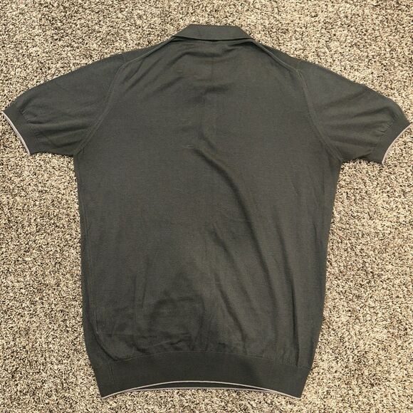 Gatsby Sweater Mens M Gray Silk Cotton Polo Shirt Style Short Sleeve Italian - Picture 11 of 11